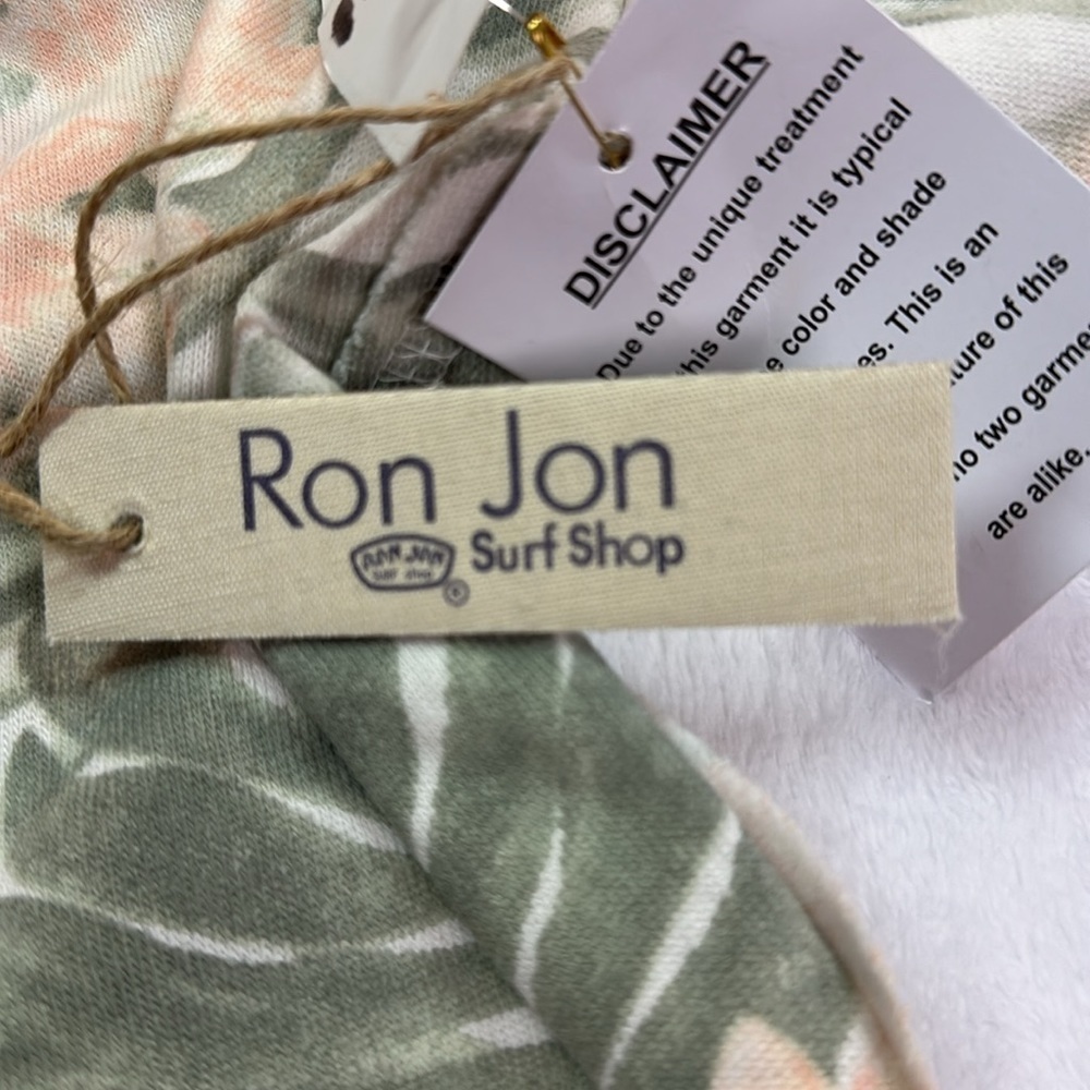 Ron Jon Surf Shop Cropped Tropical Leaf Hoodie Boxy Fit Cotton Blend NWT Small - Picture 9 of 15
